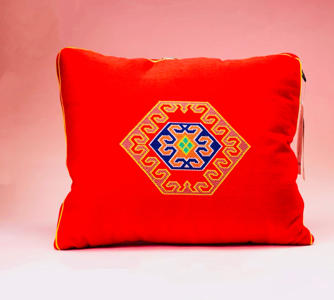 Handmade ethnic style foldable quilt multi-functional throw pillow