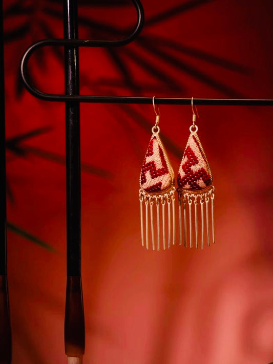 Ethnic style brocade pure handmade earrings